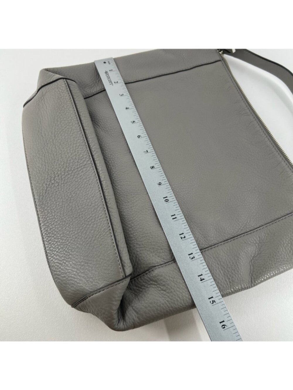Michael Kors Sloan Hobo Shoulder Bag Womens Turn Lock Pockets Leather Gray Black - Picture 6 of 13